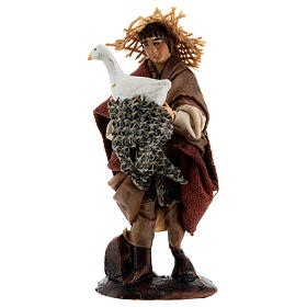 Young farmer figurine with goose for 8 cm nativity scene