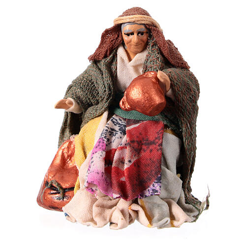 Woman selling pots for Neapolitan Nativity Scene with 8 cm characters 1