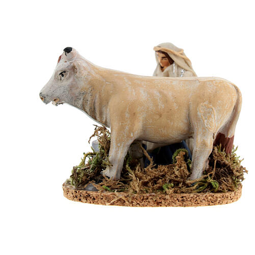 Figura mulher ordenhando uma vaca para presépio napolitano de 6 cm 3