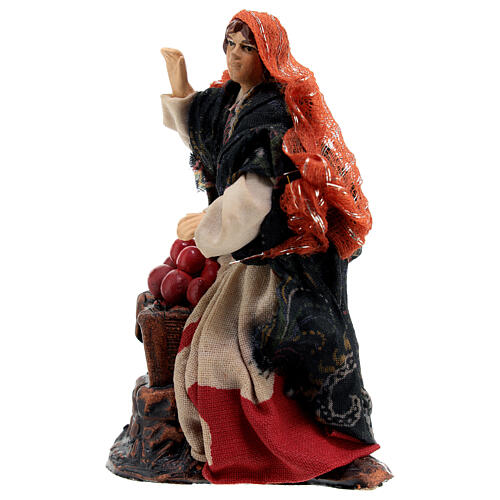 Woman standing with basket of apples for Neapolitan Nativity Scene of 12 cm 1