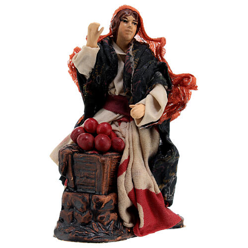 Woman standing with basket of apples for Neapolitan Nativity Scene of 12 cm 2