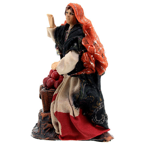 Woman standing with basket of apples for Neapolitan Nativity Scene of 12 cm 2
