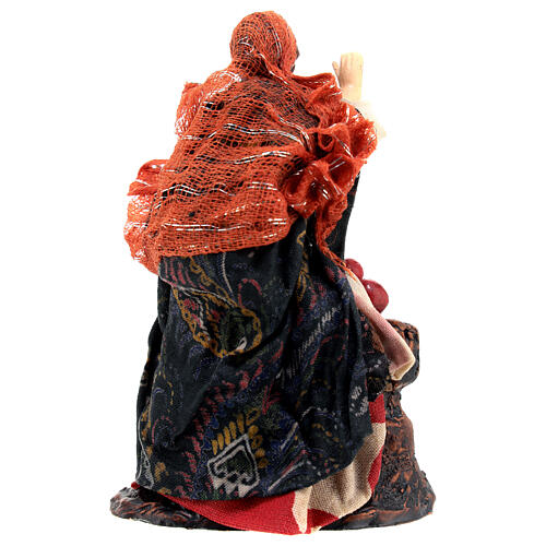 Donna in piedi con cesta e mele presepe napoletano 12 cm 4