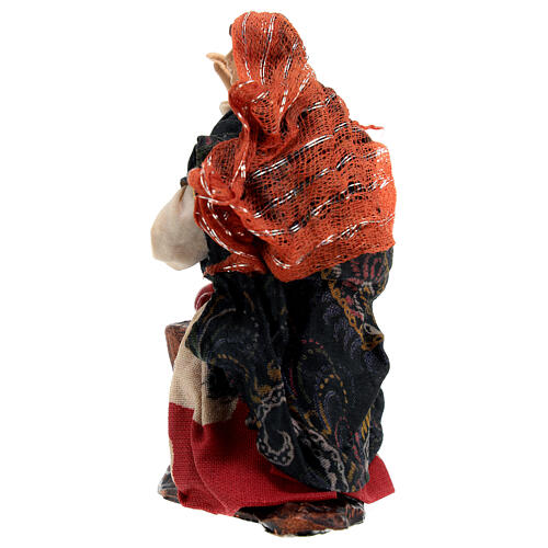 Figura mulher de pé com cesta e maçãs para presépio napolitano de 12 cm 5