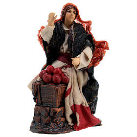 Standing woman with basket and apples Neapolitan nativity scene 12 cm