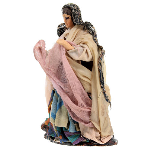 Young woman with clothes to hang on the line for Neapolitan Nativity Scene of 12 cm 2