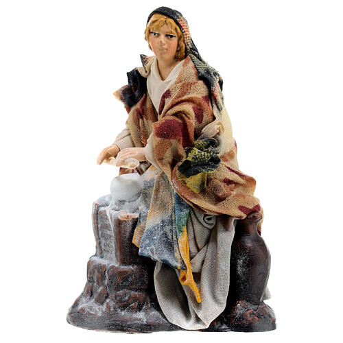 Woman kneading dough Neapolitan nativity scene 12 cm 1