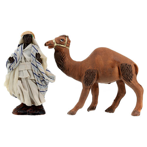 Arabic man on a camel, figurine for Neapolitan Nativity Scene with 8 cm characters 1