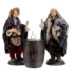 Arabic card players on a barrel for Neapolitan Nativity Scene with 18 cm characters