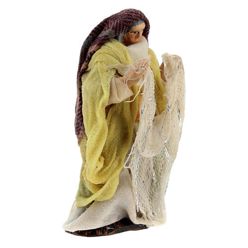 Neapolitan nativity figurine woman with hanging clothes 6 cm 2