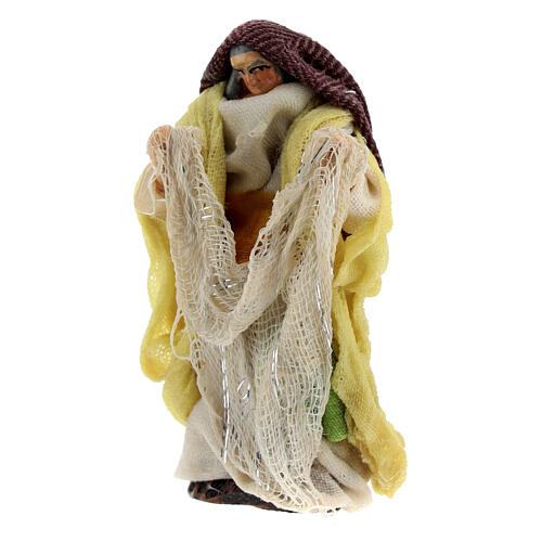 Neapolitan nativity figurine woman with hanging clothes 6 cm 3