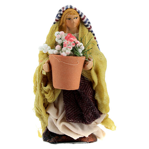 Florista com vaso de flores figura presépio napolitano 6 cm 1