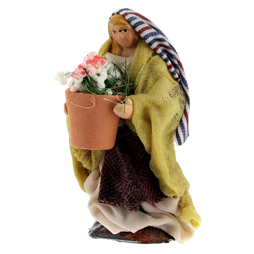 Florista com vaso de flores figura presépio napolitano 6 cm 2