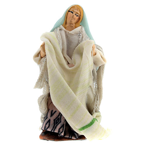 Woman holding sheets for Neapolitan Nativity Scene of 6 cm 1