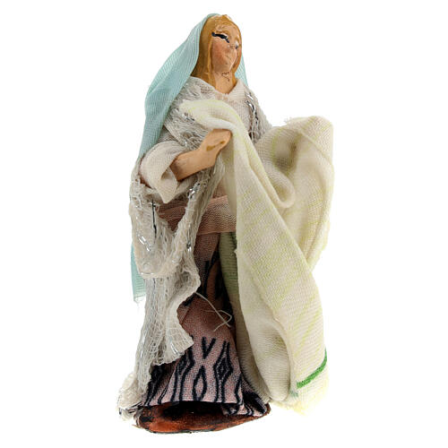 Woman holding sheets for Neapolitan Nativity Scene of 6 cm 3