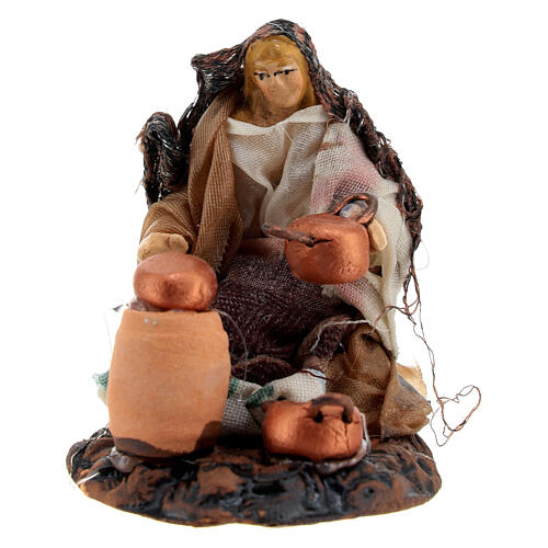 Woman with pots, Neapolitan Nativity Scene, 6 cm 1