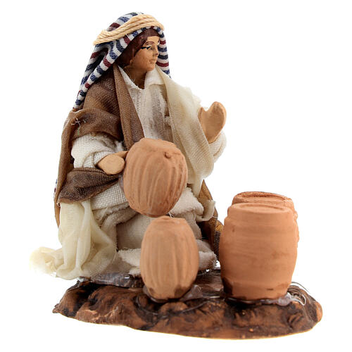 Jeune artisan arabe avec tonneaux pour crèche napolitaine 6 cm 3