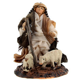 Arabic shepherd with lambs and staff for Neapolitan Nativity Scene of 6 cm