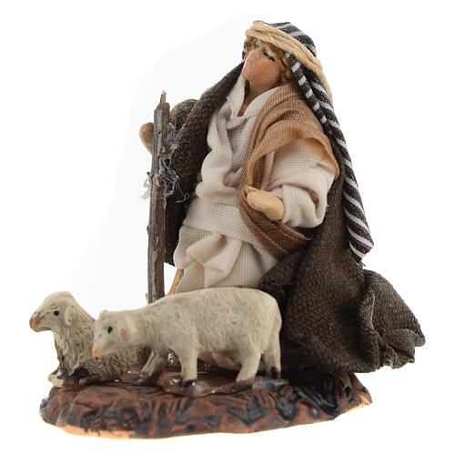 Pastor árabe con corderos y bastón para belenes 6 cm 2