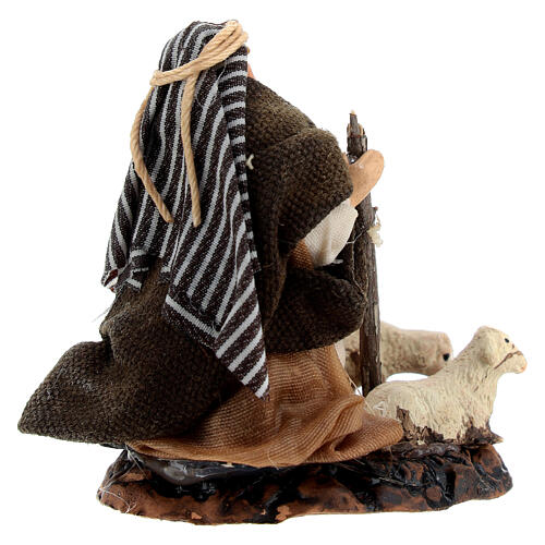 Pastore arabo con agnelli e bastone per presepi 6 cm 4