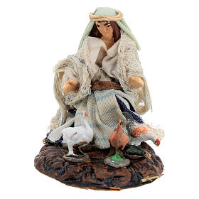 Scene Arab woman with hens Neapolitan nativity scene 6 cm