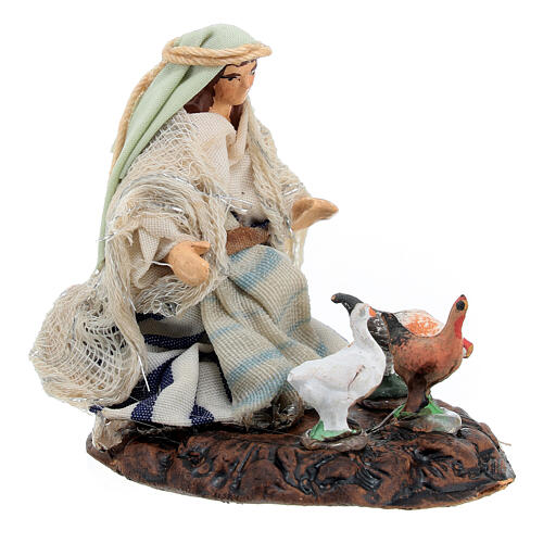 Scene Arab woman with hens Neapolitan nativity scene 6 cm 3