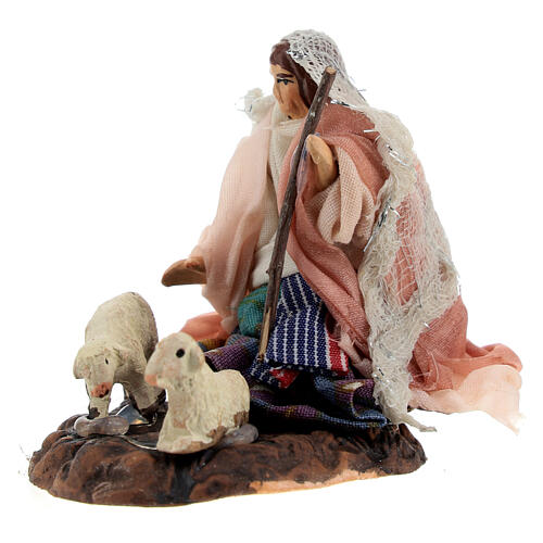 Shepherdess with lambs for Neapolitan Nativity Scene of 6 cm 2