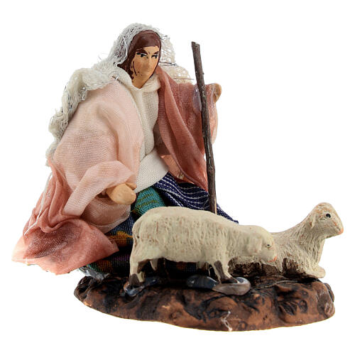 Pastuszka z owieczkami, szopka neapolitańska 6 cm 3
