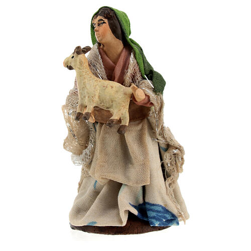 Woman holding a sheep for Neapolitan Nativity Scene of 8 cm 1