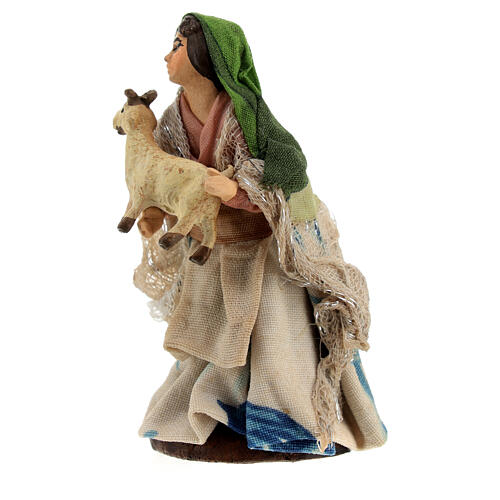 Woman holding a sheep for Neapolitan Nativity Scene of 8 cm 2