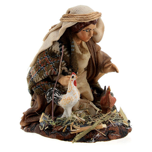 Jeune arabe avec poules pour crèche napolitaine 6 cm 2