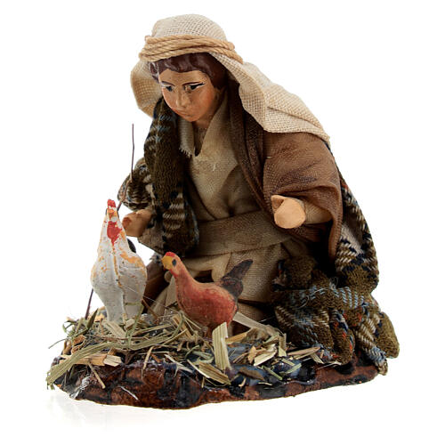 Jeune arabe avec poules pour crèche napolitaine 6 cm 3