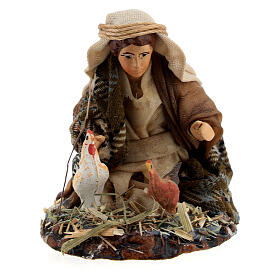 Young Arab with hens for nativity scenes h.6 cm