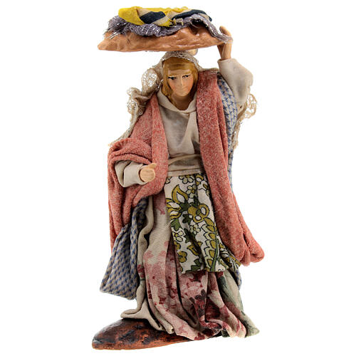 Woman with basket on her head for Neapolitan Nativity Scene of 12 cm 1