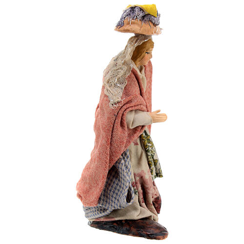 Mulher com cesto na cabeça para presépio napolitano com figuras de altura média 12 cm 3