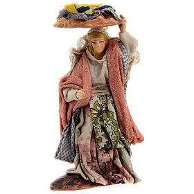 Woman with basket on her head Neapolitan nativity scene h.12 cm