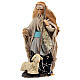 Old Arabic Woman with sheep and staff for Neapolitan Nativity Scene of 12 cm s2