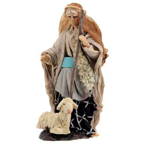 Old Arab woman with sheep and staff for 12 cm nativity scene 2