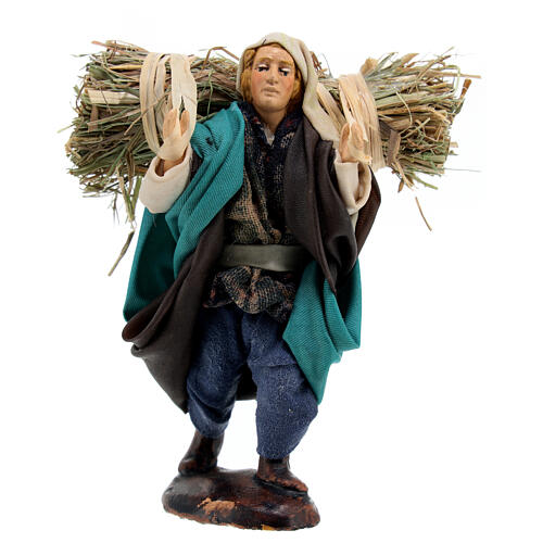 Young farmer with hay for Neapolitan Nativity Scene of 12 cm 1