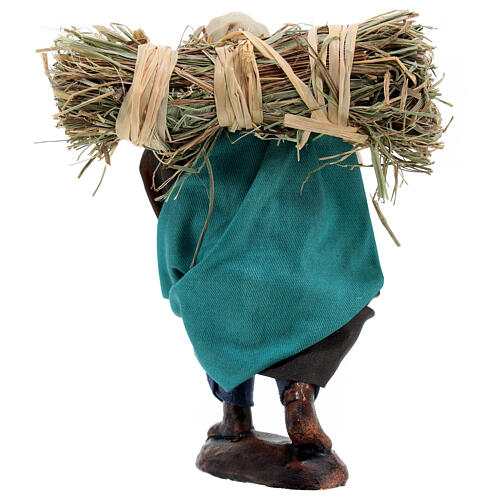 Jovem fazendeiro com palha para presépio napolitano com figuras de altura média 12 cm 4
