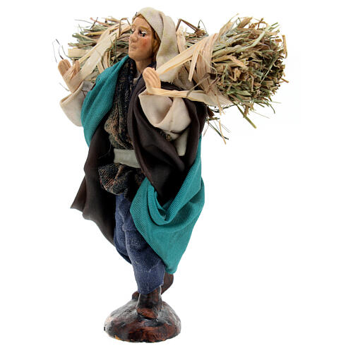 Young farmer with straw Neapolitan nativity scene h 12 cm 2