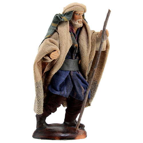 Homem árabe idoso com bastão para presépio napolitano com figuras de altura média 12 cm 1