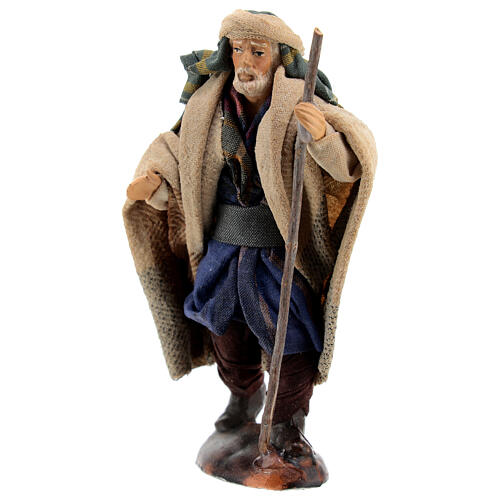 Homem árabe idoso com bastão para presépio napolitano com figuras de altura média 12 cm 2
