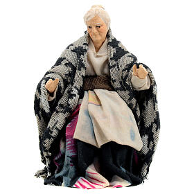 Mulher idosa sentada para presépio napolitano com figuras de altura média 12 cm