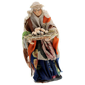 Old Arabic woman with eggs and straw for Neapolitan Nativity Scene of 12 cm