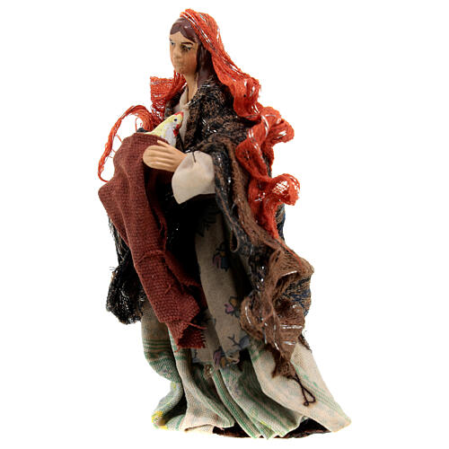 Woman with hen in her arms for Neapolitan Nativity Scene with 12 cm characters 2