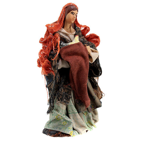 Woman with hen in her arms for Neapolitan Nativity Scene with 12 cm characters 3