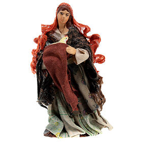 Standing woman with hen in her arms for 12 cm nativity scene