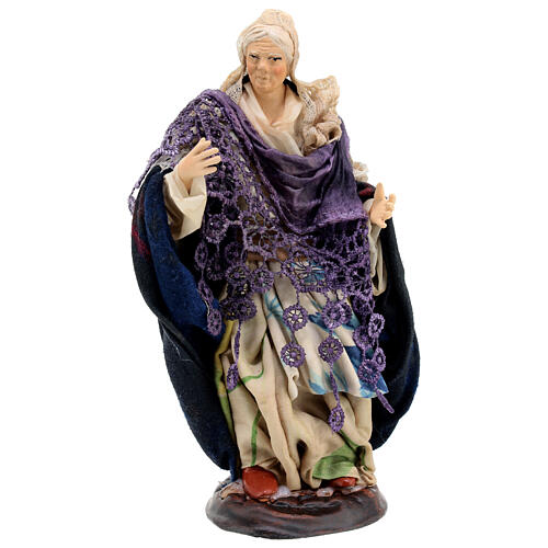Statua vecchia donna in piedi presepe napoletano 18 cm 1