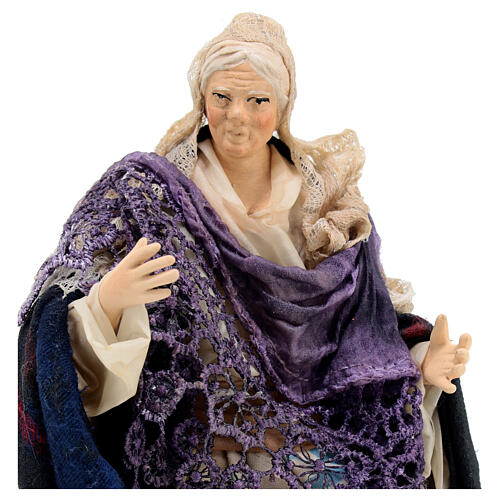 Statua vecchia donna in piedi presepe napoletano 18 cm 2